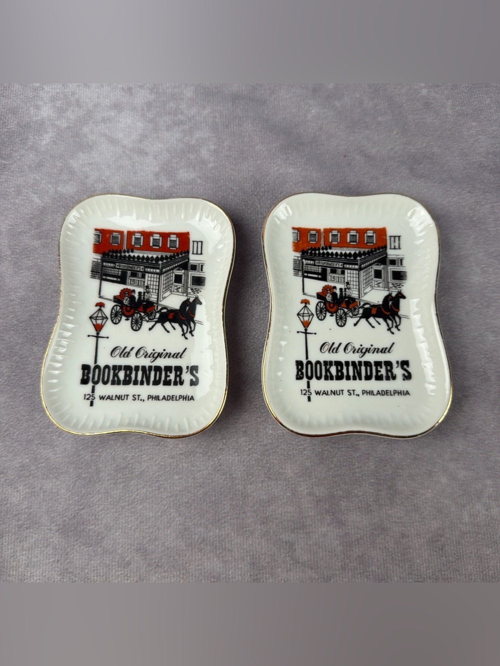 VTG Old Original Bookbinder’s Restaurant Tip Tray Ashtray Lot 2 Philadelphia PA